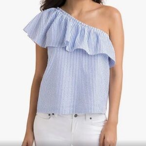 Vineyard Vines Seersucker One-Shoulder Top